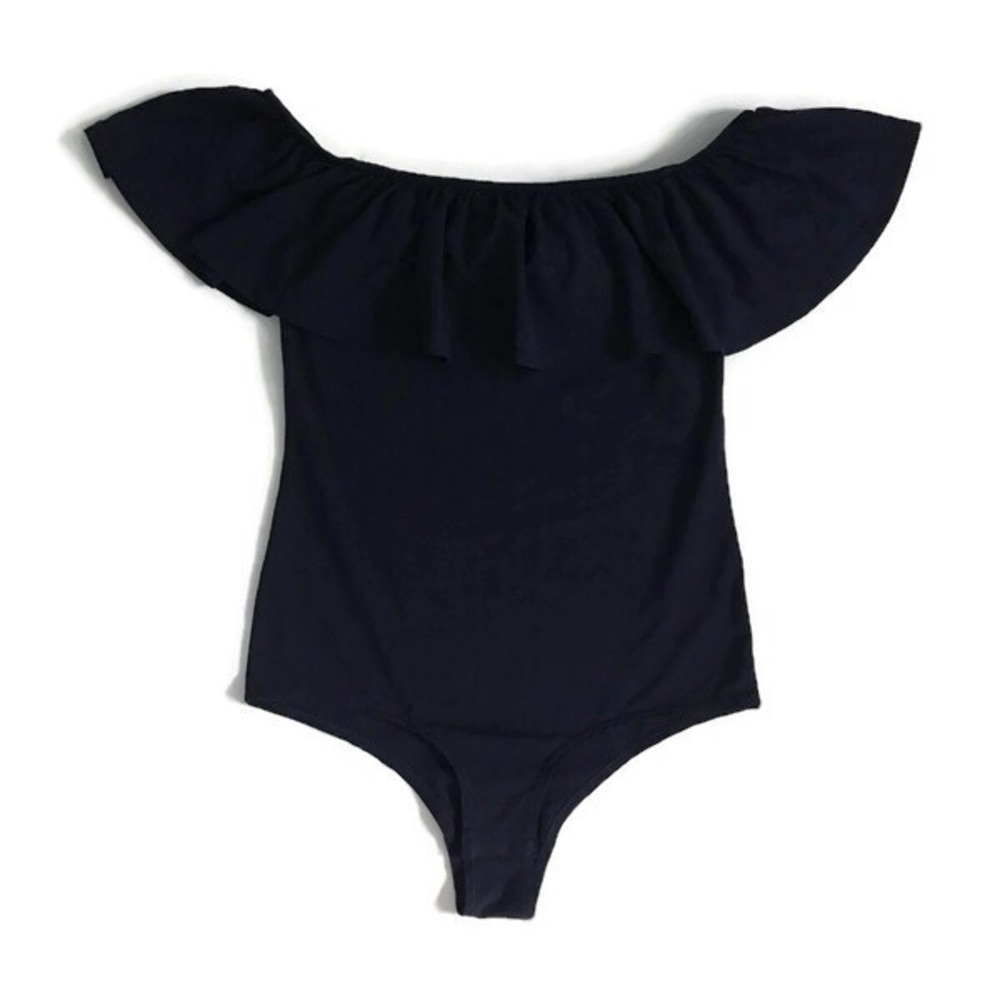 J.Crew Navy Ruffle Bodysuit